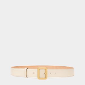 Janelle Leather 35mm Belt In Bone