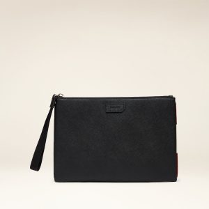 Men's Black Leather Casual Clutch