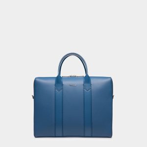 Elter Leather Business Bag In Blue Neon