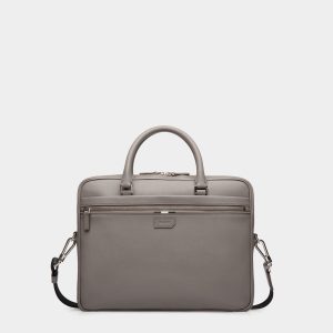 Briefcase in Beige Embossed Leather