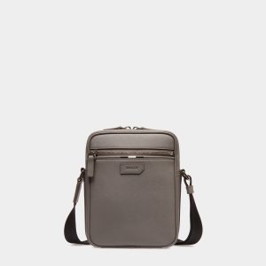 Crossbody Bag in Beige Embossed Leather