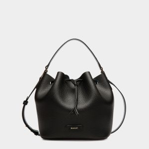 Bucket Bag In Black Grained Leather