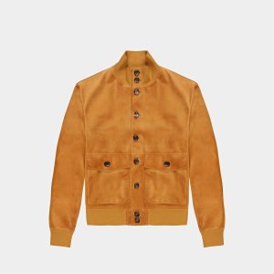 Bomber Jacket In Brown Suede