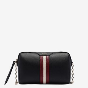 Women's Black Leather Crossbody Shoulder Bag