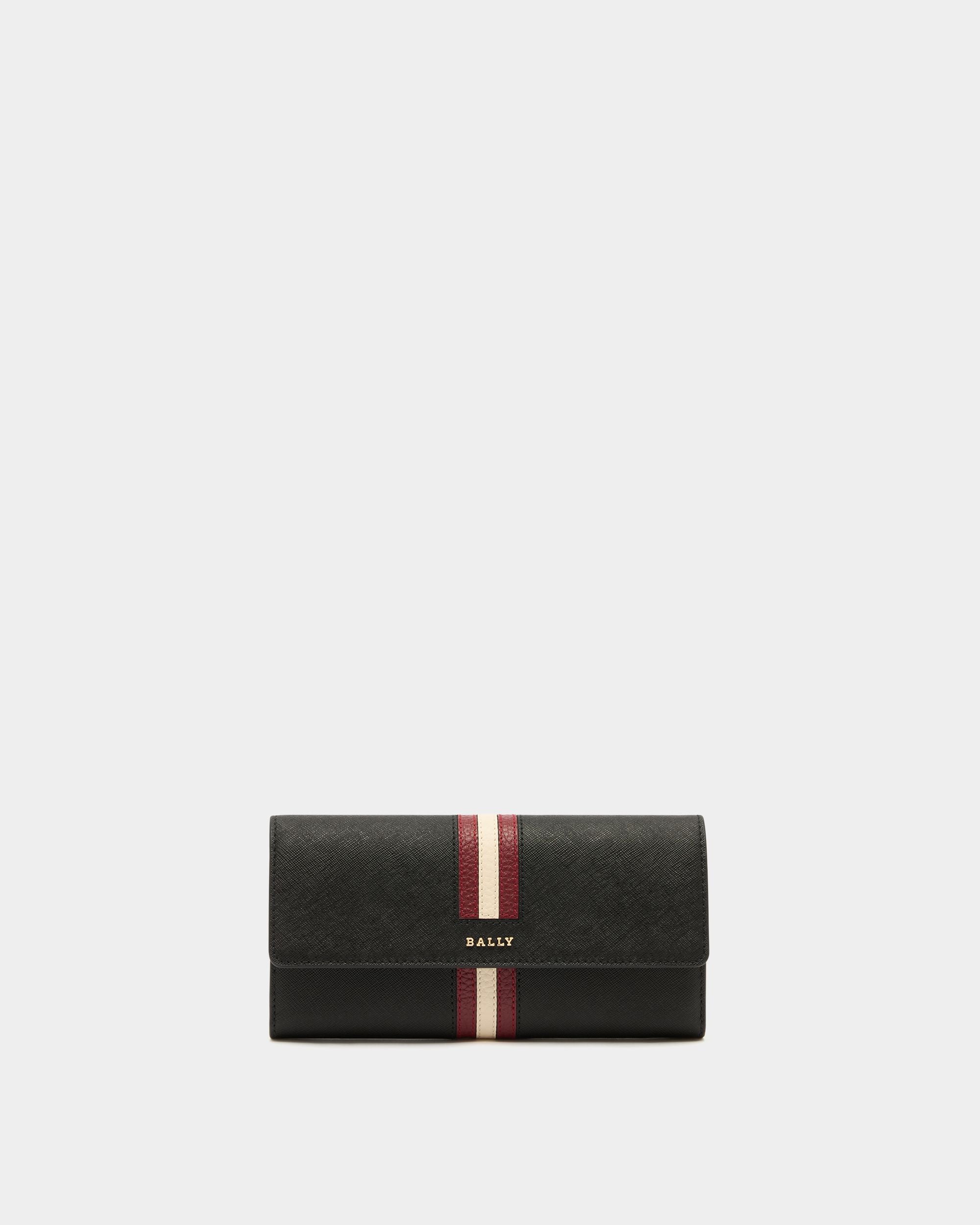 Long Wallet in Black Embossed Leather With a Bally Ribbon