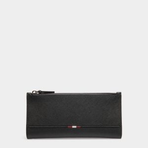 Continental Wallet in Black Embossed Leather