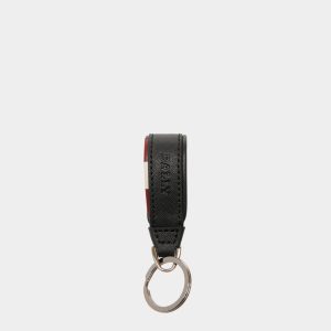 Keyring in Black Embossed Leather