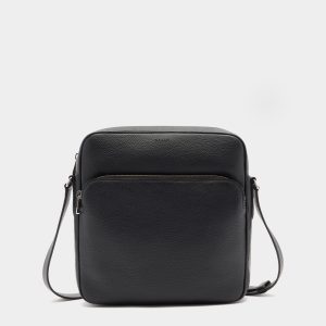 Crossbody Bag in Black Grained Leather