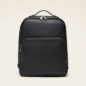 Men's Black Leather Backpack