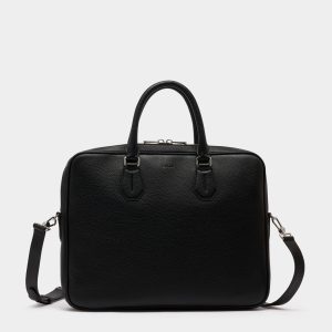 Briefcase in Black Grained Leather