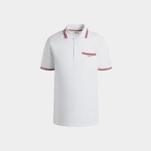 Polo Shirt in White Piqu??-Knit Cotton