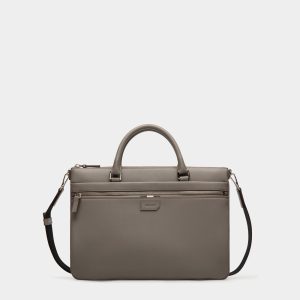 Briefcase in Beige Embossed Leather