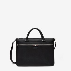 Briefcase in Black Embossed Leather