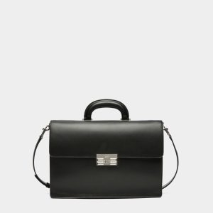 Busy Bally Briefcase in Black Leather