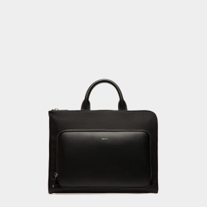 Vogel Briefcase in Black Nylon And Recycled Leather