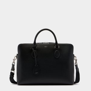 Capitol Briefcase in Black Grained Leather