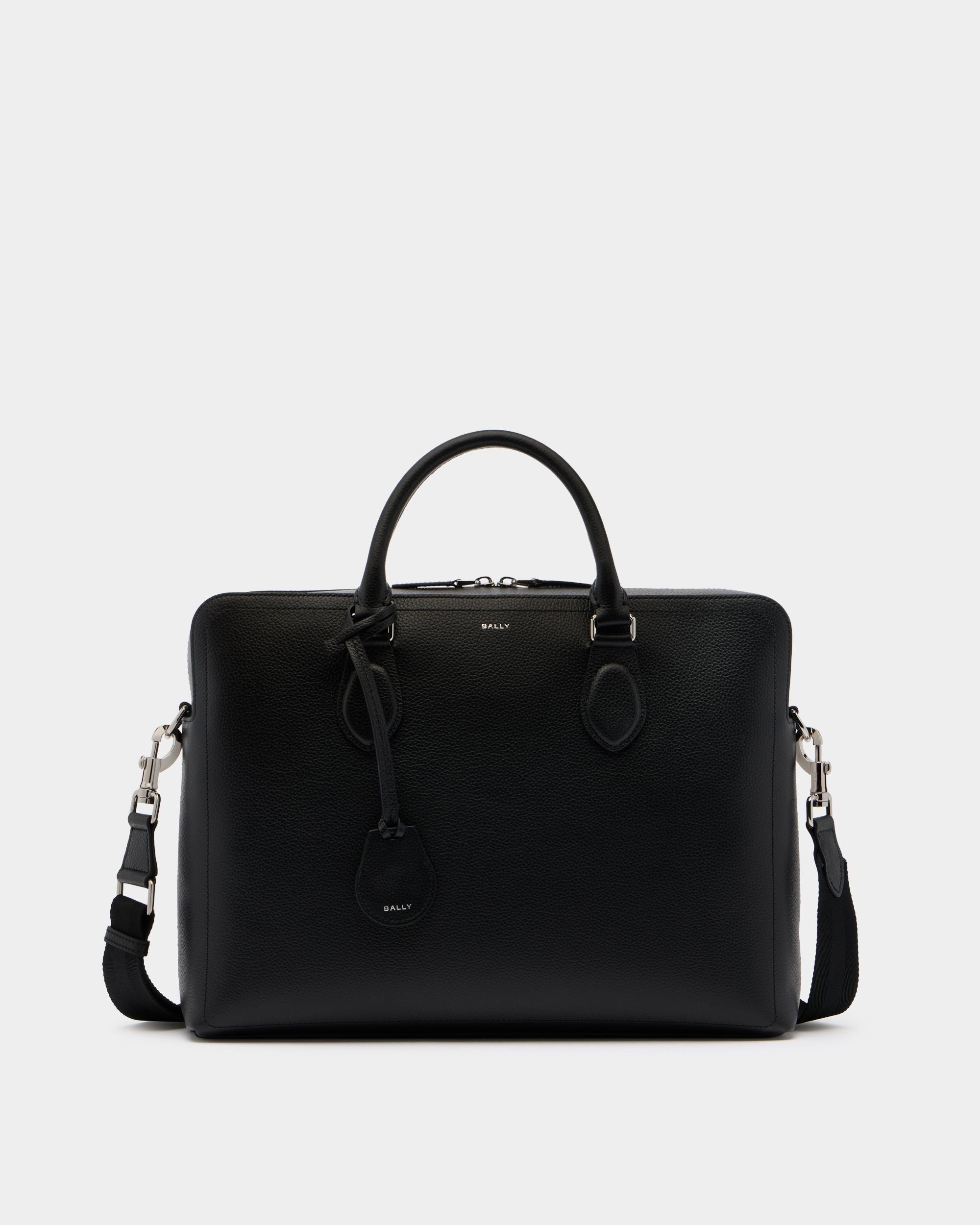 Capitol Briefcase in Black Grained Leather