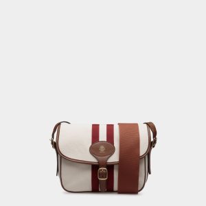 Beckett Messenger Bag in White Canvas