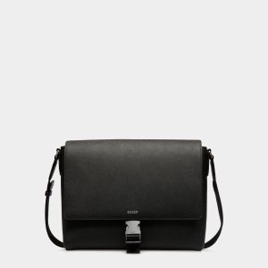 Messenger Bag in Black Embossed Leather