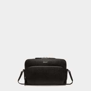 Crossbody Bag in Black Embossed Leather