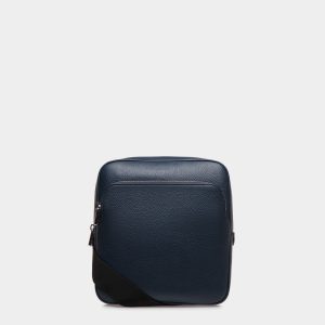 Crossbody Bag in Blue Embossed Leather