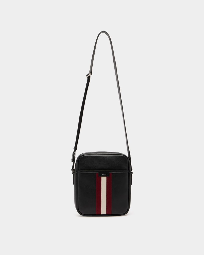 Code Crossbody Bag in Black Leather