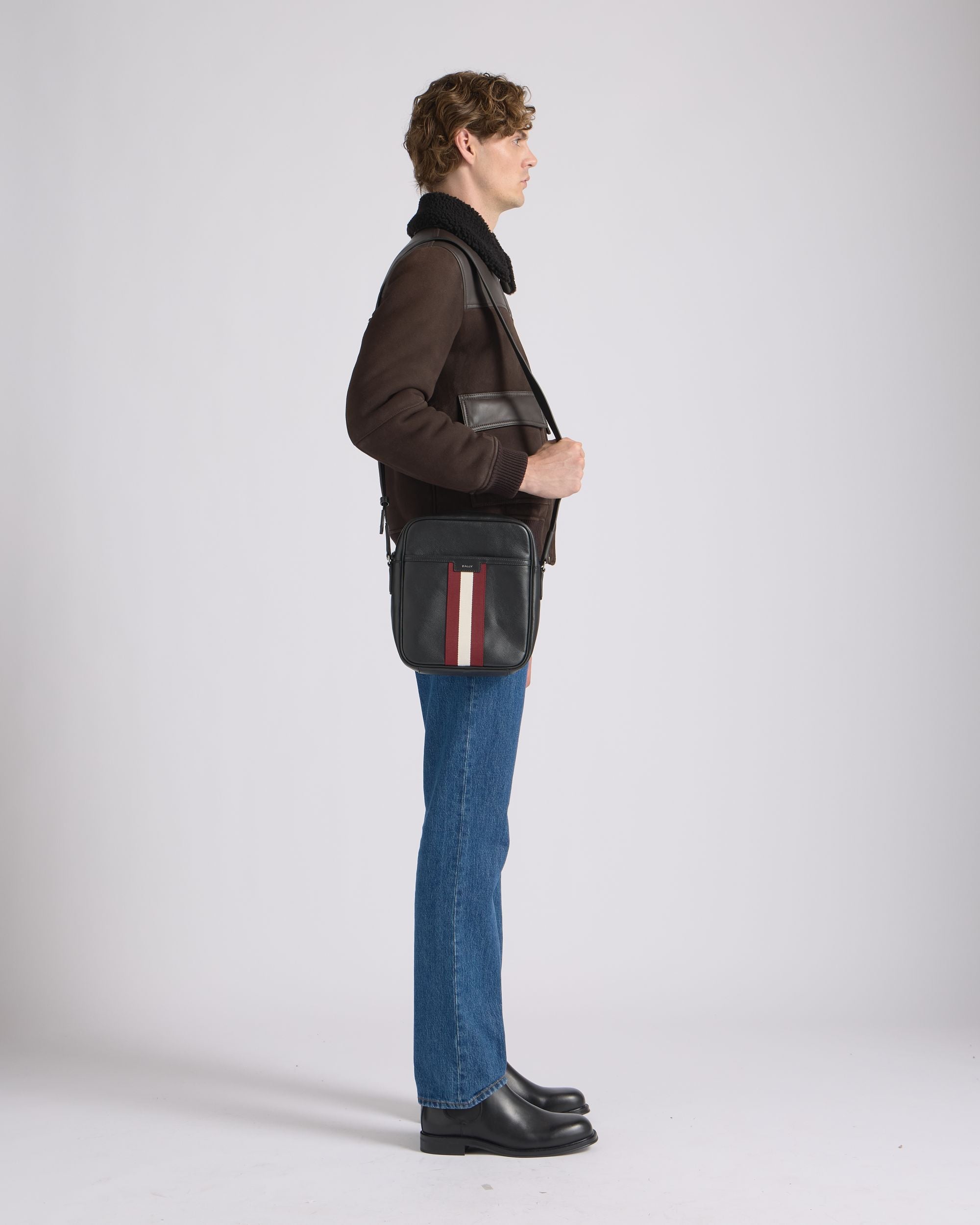 Code Crossbody Bag in Black Leather - Image 2