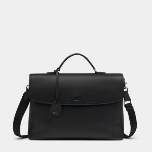Capitol Briefcase in Black Grained Leather