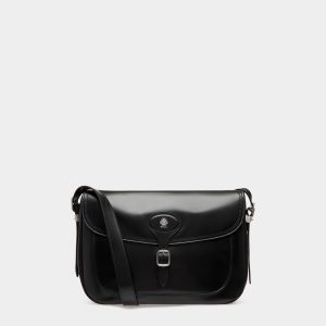 Beckett Crossbody Bag in Black Leather With Bally Studs