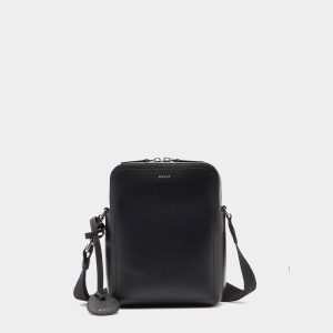 Capitol Crossbody Bag in Black Grained Leather