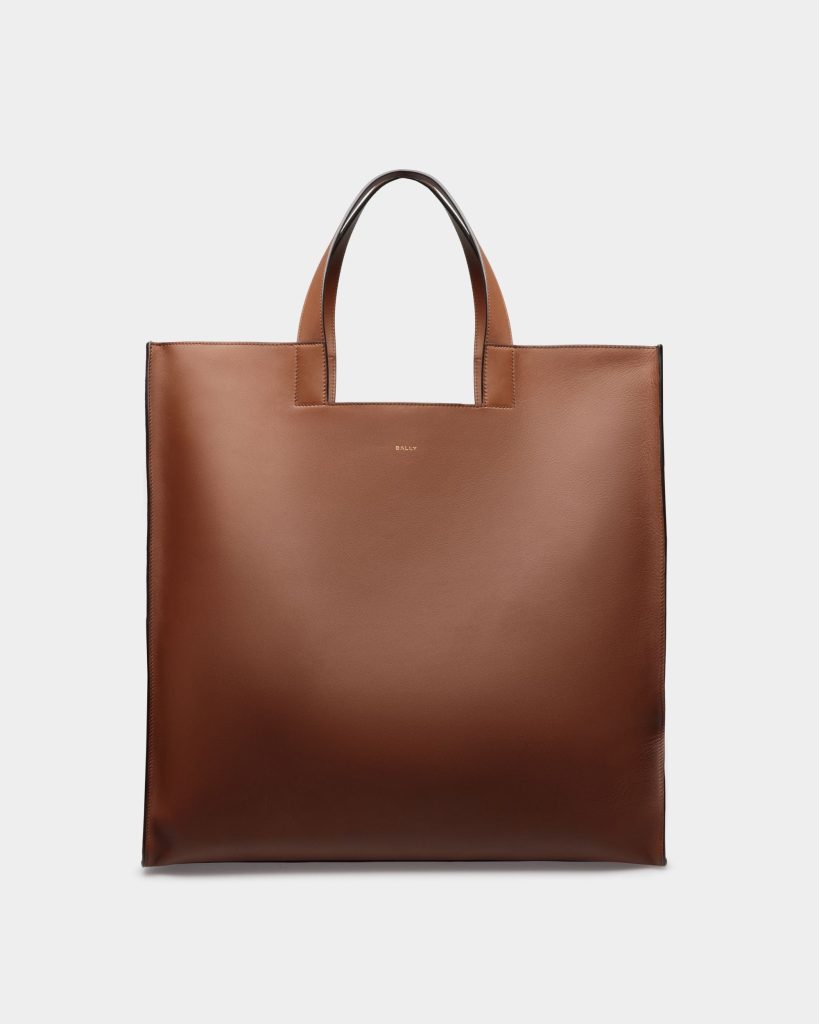Easy Bally Tote In Brown Leather