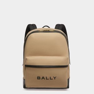 Bar Backpack In Sand And Black Fabric And Leather