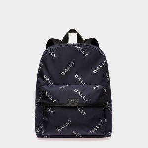 Code Backpack in Blue Printed Nylon