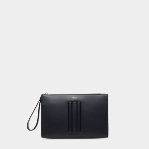 Mythos Pouch in Navy Blue Recycled Leather