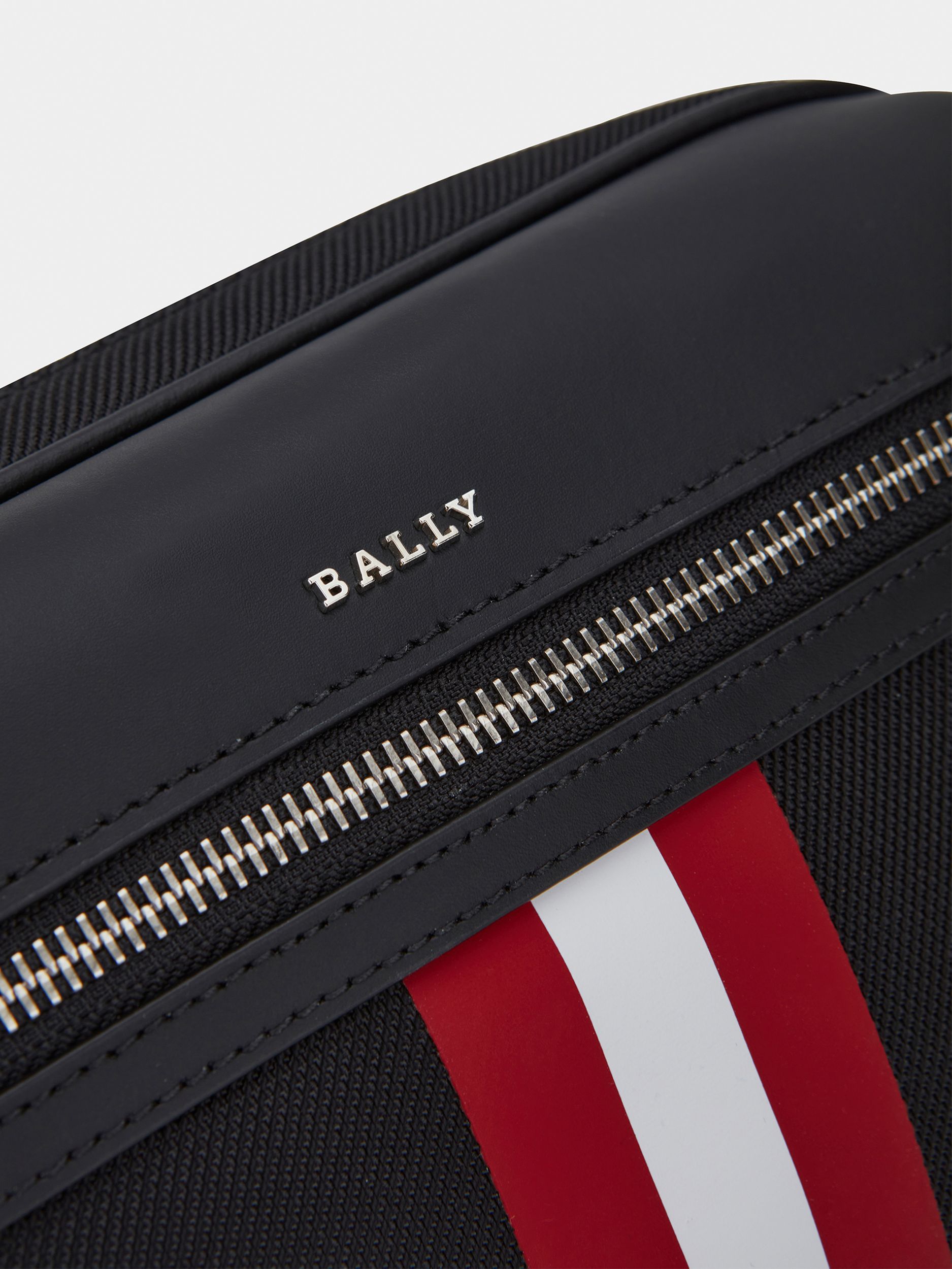 Travel Belt Bag in Black Fabric With a Bally Ribbon - Image 4