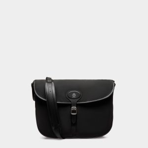 B-Light Crossbody Bag in Black Nylon and Leather