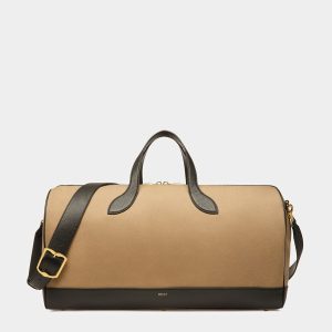 Bar Weekender In Sand And Black Fabric And Leather