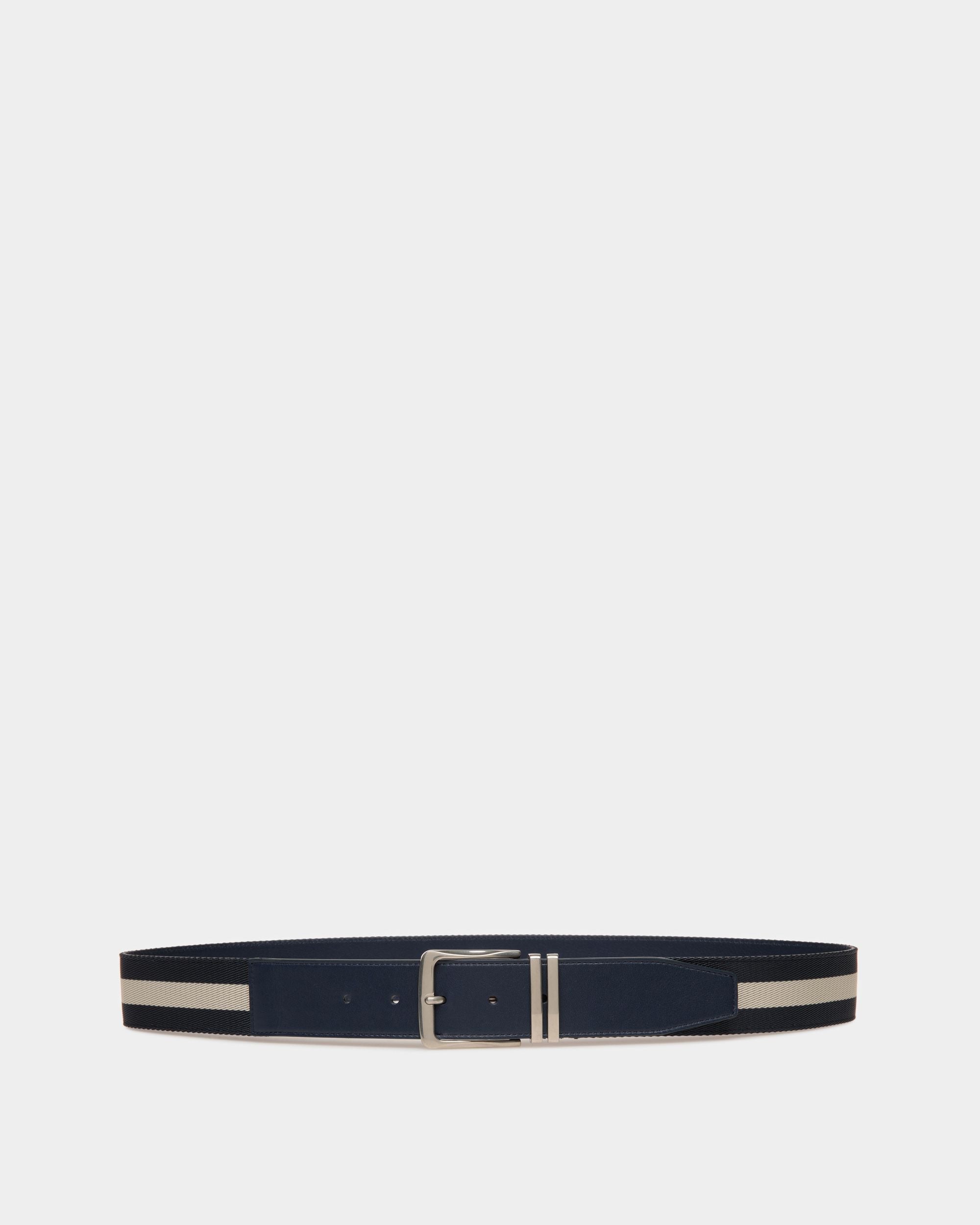 Casual Fixed 40mm Belt In Marine Fabric And Leather