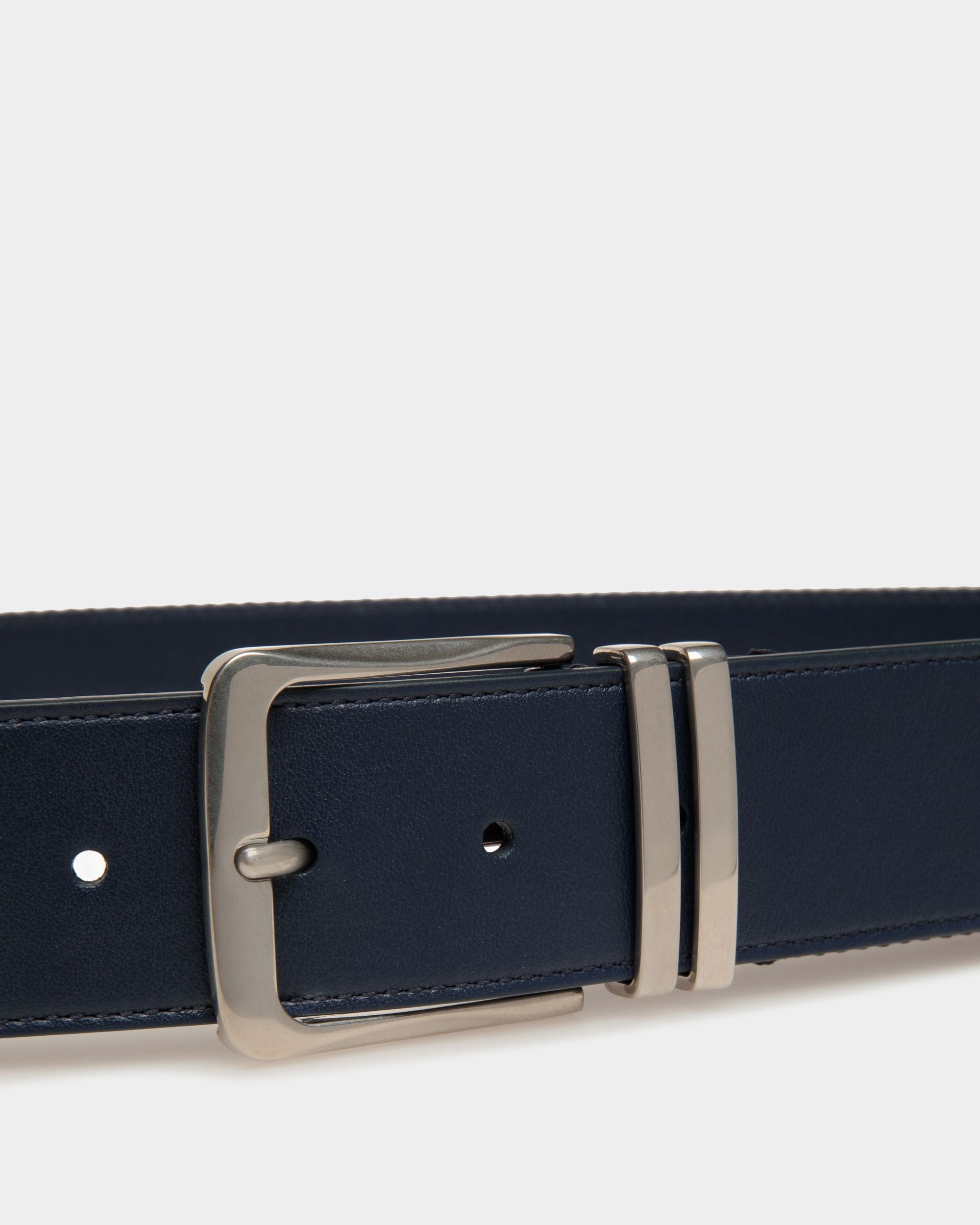 Casual Fixed 40mm Belt In Marine Fabric And Leather - Image 3