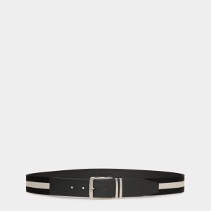 Casual Fixed 40mm Belt In Black Fabric And Leather