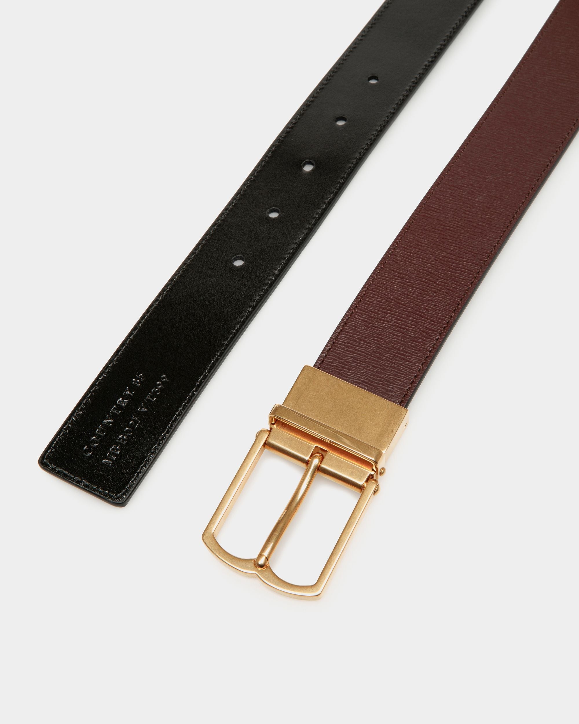 Country 35mm Reversible And Adjustable Belt in Burgundy And Black Leather - Image 2
