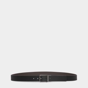 Reversible And Adjustable Belt In Beige Grained Leather