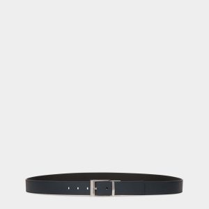 Shiffie 35mm Reversible And Adjustable Belt in Navy Blue And Black Leather