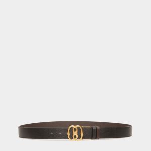 Emblem 35mm Reversible and Adjustable Belt in Black and Ebano Leather
