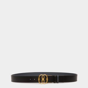 Emblem 40mm Adjustable and Reversible Belt in Black Leather