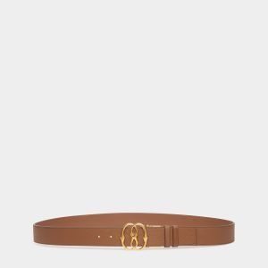 Emblem 40mm Adjustable and Reversible Belt in Brown Leather
