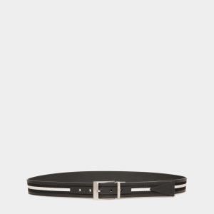 Shiffie 35mm Reversible Belt in Black and White Fabric And Leather