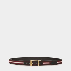 Shiffie 35mm Reversible Belt In Red And White Fabric And Leather