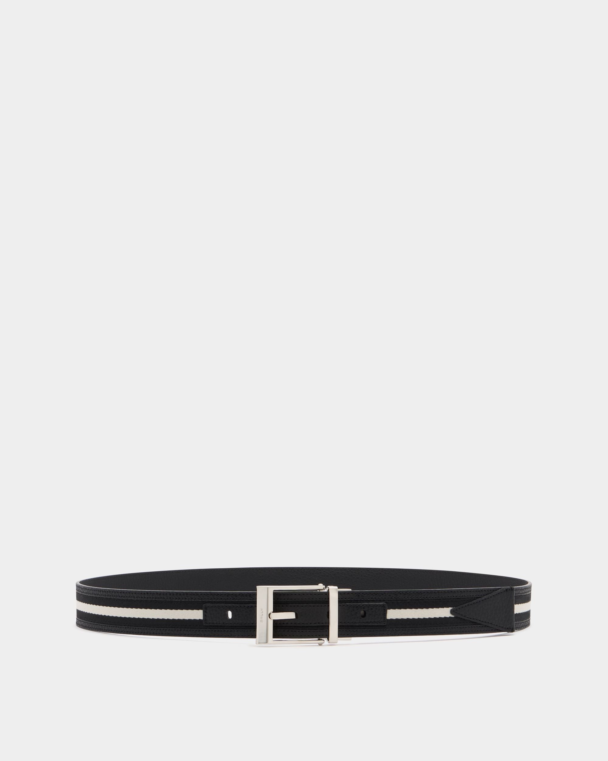 Shiffie 35 mm Reversible Belt in Black and Bone Fabric And Leather
