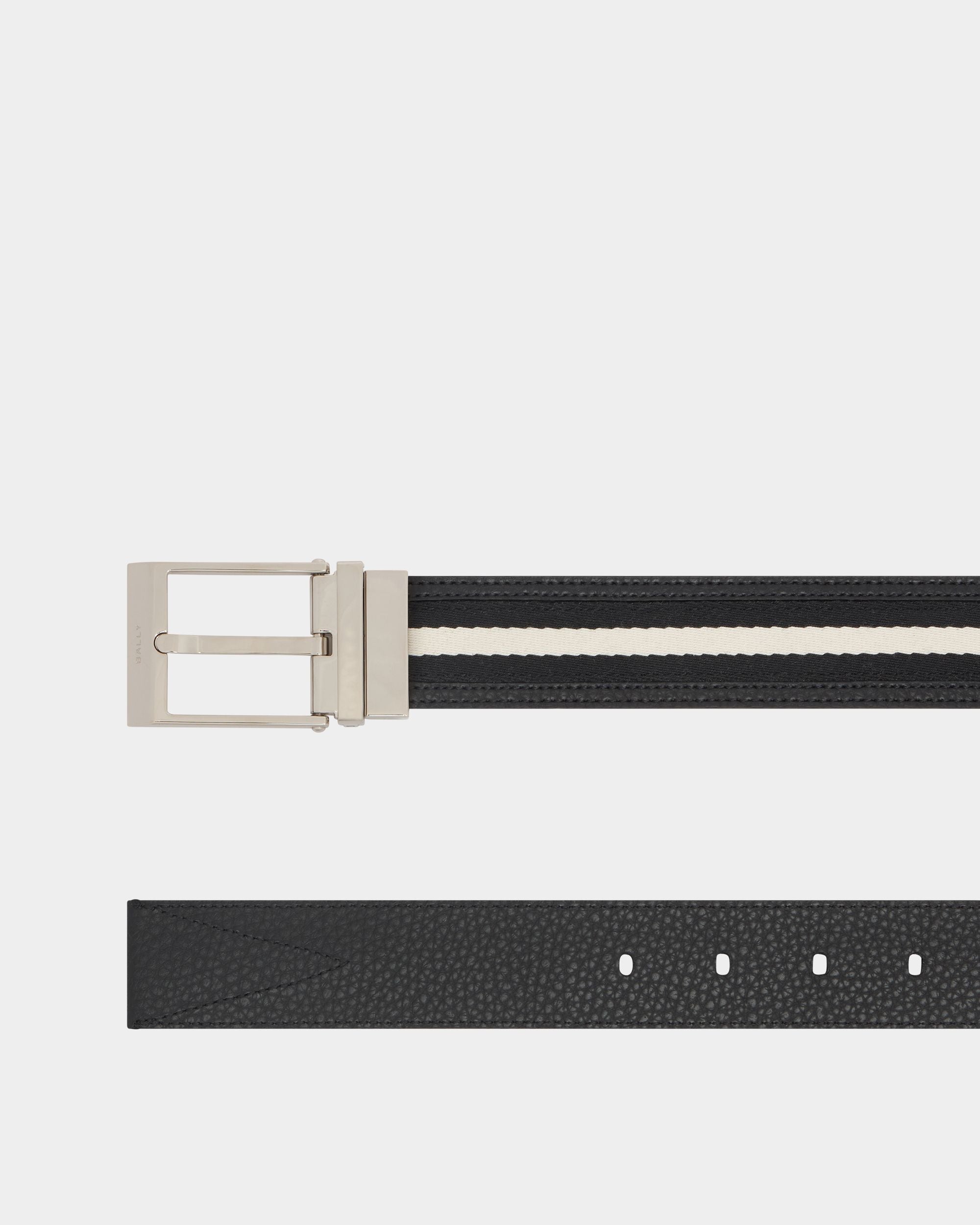 Shiffie 35 mm Reversible Belt in Black and Bone Fabric And Leather - Image 2